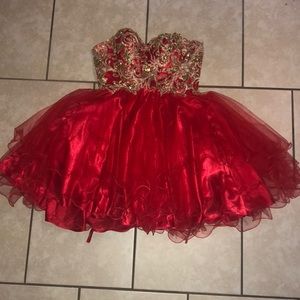 red and gold formal dress